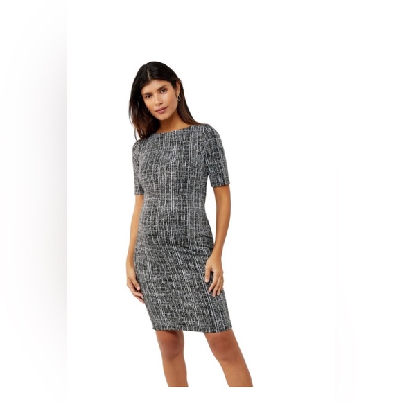 A Pea in the Pod Monochrome Textured Maternity Dress - Picture 1 of 9